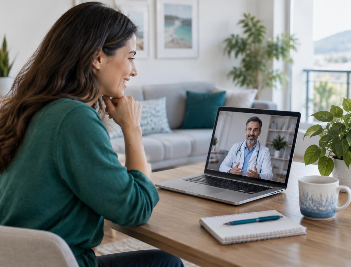 Paciente em consulta por telemedicina